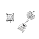Search : 0.33 cttw 14K White Gold Princess Diamond Stud Earrings
