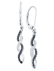 14K White Gold 0.32CT Black Diamond Twist Dangling Earring