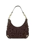 Roccobarocco Brown Signature Leather and Suede Hobo Bag