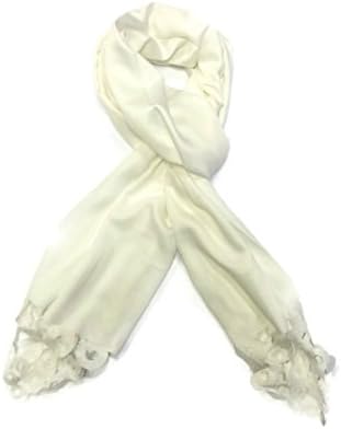 Satin Scarf with Laser Cut Designs, Women's Fashion, Different Colour Options (white)