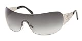 PRADA SPR60IS 1BC3M1 SILVER GRAY GRADIENT SHIELD RIMLESS SWAROVSKI RHINESTONE SUNGLASSES