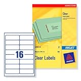 Avery Clear Addressing Labels 16 Per Sheet 99.1x33.9mm Ref J8562-25 [400 Labels]