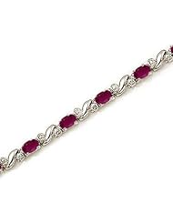 14k White Gold Natural Ruby And Diamond Tennis Bracelet