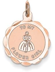 Genuine IceCarats Designer Jewelry Gift 14K Rose Gold Flower Girl Disc Charm