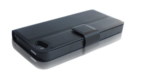 新品入荷！iPhone5 ケース専用レザーケース　スタンド機能付き　左右開きカバー（三色選可）5D09(黒)