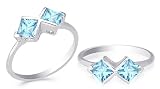 Princess Cut London Blue Topaz Ring Sterling Silver Size 9