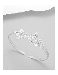 Flower Cuff Bracelet In Sterling Silver