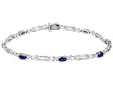 Blue Sapphire Gemstone Bracelet with Diamonds 1/8 ctw in 14K White Gold