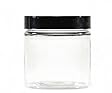 Clear 8 oz Plastic Jar Black Lid - Pack of 6