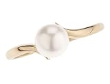 Freshwater White Pearl Ring in 14K Yellow Gold