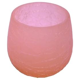 Elegant Pink Cracked Glass Candle Votive with LED Flickering Tealight Candle by Canterbury