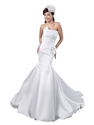 Strapless Mermaid Pleated Taffeta Spring Fall  Dress with a Court Train 
