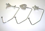 3 Silver Crystal Purse Hook Hangers (Martini