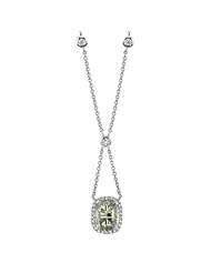 14k White Gold 0.52 Ctw Cross Diamond Edge Green Amethyst Necklace