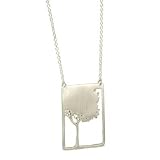 Tashi Sterling .925 Silver Framed Oak Tree Pendant Necklace