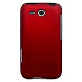 Hard Snap-on Plastic RUBBERIZED RED Sleeve Faceplate Cover Case for HTC F81 ....
