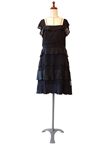 ワンピース ドレス シルク １００％ フリル 黒 無地  Ｌサイズ nanette lepore  ( ナネットレポー ) １点物 株式会社キングアンドクイーン