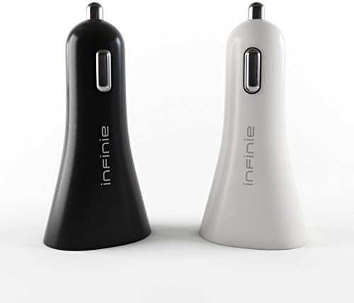 Car Charger, Infinie Dual USB Car Charger for iPhone 6s / 6 / 6 plus, iPad Air 2, iPad Mini, Samsung Galaxy S6 /Edge / Plus, Note, Nexus, HTC, Motorola, Nokia and More - 3.4Amp (Black + White)