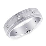 14K White Gold Men's Diamond Wedding Band Ring
