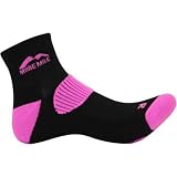 More Mile Womens cushioned Ladies LONDON running sock Black/Pink MM1446