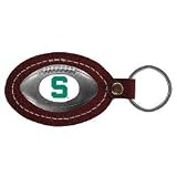 Michigan State Leather Football Key Tag