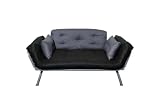 Elite Products Mali Convertible Twin Futon with Silver Metal Frame