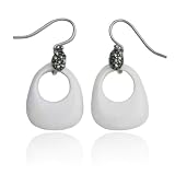 31wu%2BS6UIAL. SL160  Sterling Silver Marcasite and White Agate Open Oval Earrings