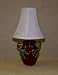 19in Oxblood, Green Leaves Lamp, French Beige Silk Bell Shade