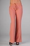 Women's wide leg flared tunic linen pants with a banded drawstring waist