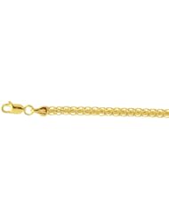 10K Yellow Gold 7.25" 3.40mm Flat Wheat Chain Ladies Fancy Bracelet With Lobster Clasp
