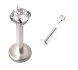 Prong Set CZ Labret - 16g - Internally Threaded