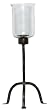 Wrought Iron Medium Tripod Candleholder With Crackled Glass Shade 18"H 4.5"D