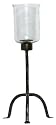 Wrought Iron Medium Tripod Candleholder With Crackled Glass Shade 18"H 4.5"D
