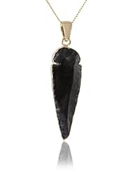 Charles Albert Obsidian Arrowhead Pendant Necklace+3 inch extender