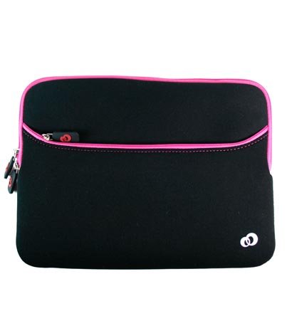 Sacoche en Néoprène pour ordinateur portable (15.4′) 39.12 cm, Apple Macbook (15′) 38.1 cm HP Pavilion (15.4′) 39.12 cm Acer Aspire (15.4′) 39.12 cm Acer Timeline Toshiba Satellite Sony Vaio Dell Latitude Dell Inspiron Samsung Notebook Sleeves (Disponible en différentes couleurs) (Noir à liseré Rose)