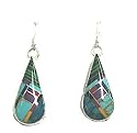 Native American zuni handcrafted Earrings Multicolor inlay stone