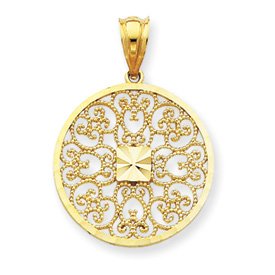 31wuokddZVL 14K Fancy Filigree and DiamondCut Charm