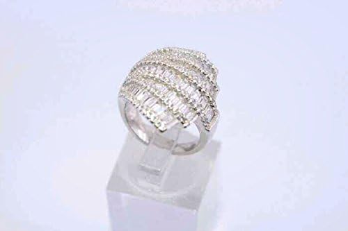 925 Silver Sterling Fancy Ring with Top Quality Cubic Zirconia Finger Size ''7'' Plating 18k White Gold