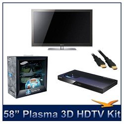 Samsung - PN58C8000 58 Plasma 3D HDTV 1080p, Ultra Slim 1.4, 4 HDMI, Updated Network Apps, 3D Kit Includes Two Pairs of 3D Glasses, BD-C5900 1080p 3D Blu-ray DVD Player, and Dig Pro HDMI Cable