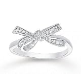 1/10 Carat Diamond 14k White Gold Fashion Bow Ring
