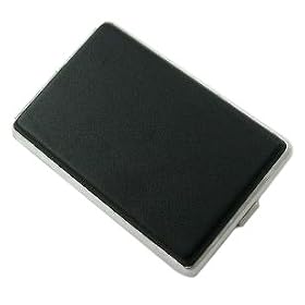 Black Cigarette Case Metal Synth Leather Smooth New