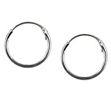 14mm Plain Hoop Earrings Sterling Silver