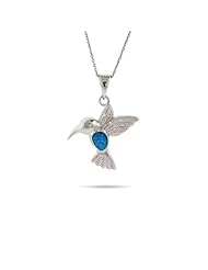 Sterling Silver and Opal Hummingbird Pendant