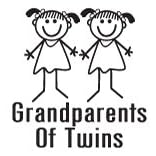 Grandparents of Twins Window Decal - Girl/Girl