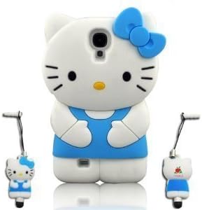 I Need's 3d Cute Soft Silicone Gel Hello Kitty Case Cover Protector Skin for Samsung Galaxy S4 SIV I9500 + 3d Hello Kitty Stylus Pen (BLUE)