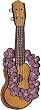 Novelty Iron On Patch - Hawaii Ukelele Guitar & Pink Flower Lei Applique
