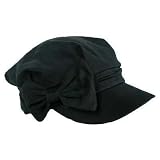 BLACK SOFT COTTON MILITARY DESERT CADET CAP HAT W/ BOW