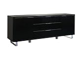 MODERN BLACK HIGH GLOSS CONTEMPORARY 'ACCENT' 2 DOOR 3 DRAWER SIDEBOARD / TV / HI-FI UNIT ~ BY LPD