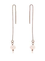 Perlaviva Pendientes Shiny Box Threader With Cultured Pearl plata de ley 925 milésimas / Perla