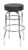 2 Black Round Designer Chrome Bar Stools Full Swivel